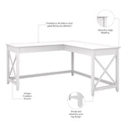 Bureau d'angle en L 2 personnes, 60W x 60D, Blanc Pur / Cerise Bing / Gris Lavé