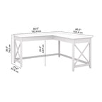 Bureau d'angle en L 2 personnes, 60W x 60D, Blanc Pur / Cerise Bing / Gris Lavé