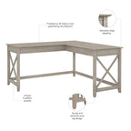 Bureau d'angle en L 2 personnes, 60W x 60D, Blanc Pur / Cerise Bing / Gris Lavé