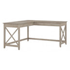 Bureau d'angle en L 2 personnes, 60W x 60D, Blanc Pur / Cerise Bing / Gris Lavé