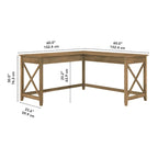 Bureau d'angle en L 2 personnes, 60W x 60D, Blanc Pur / Cerise Bing / Gris Lavé
