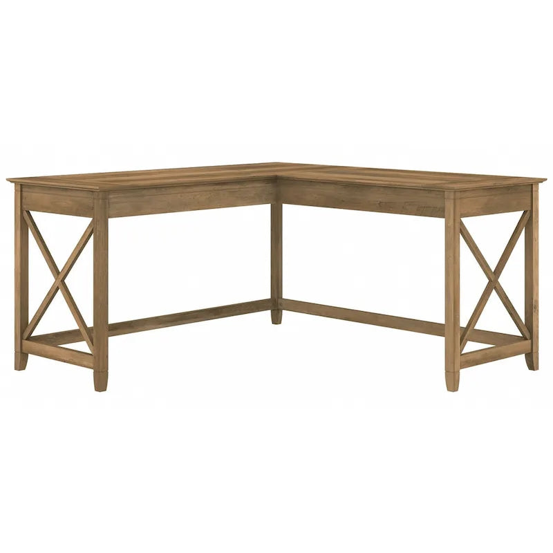 Bureau d'angle en L 2 personnes, 60W x 60D, Blanc Pur / Cerise Bing / Gris Lavé