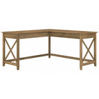 Bureau d'angle en L 2 personnes, 60W x 60D, Blanc Pur / Cerise Bing / Gris Lavé