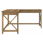 Bureau d'angle en L 2 personnes, 60W x 60D, Blanc Pur / Cerise Bing / Gris Lavé