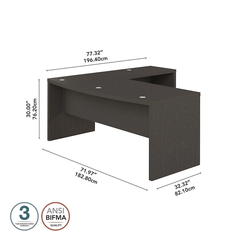 Bureau d'angle en L, façade galbée, plusieurs coloris, 1 à 2 personnes