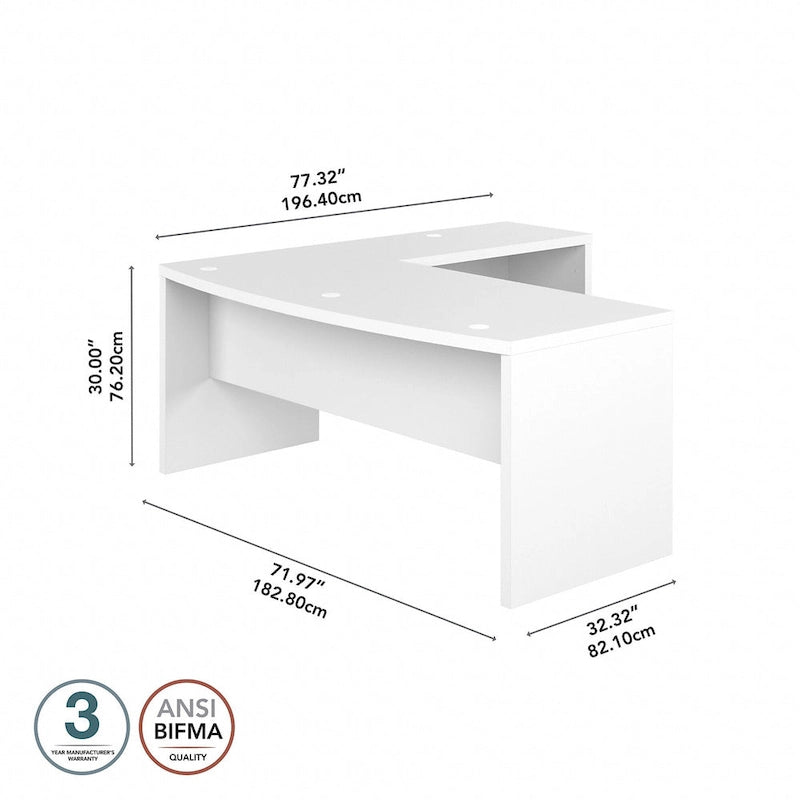 Bureau d'angle en L, façade galbée, plusieurs coloris, 1 à 2 personnes