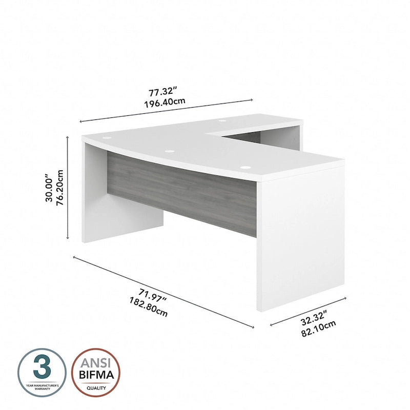 Bureau d'angle en L, façade galbée, plusieurs coloris, 1 à 2 personnes