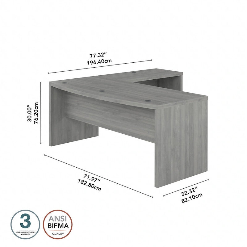 Bureau d'angle en L, façade galbée, plusieurs coloris, 1 à 2 personnes