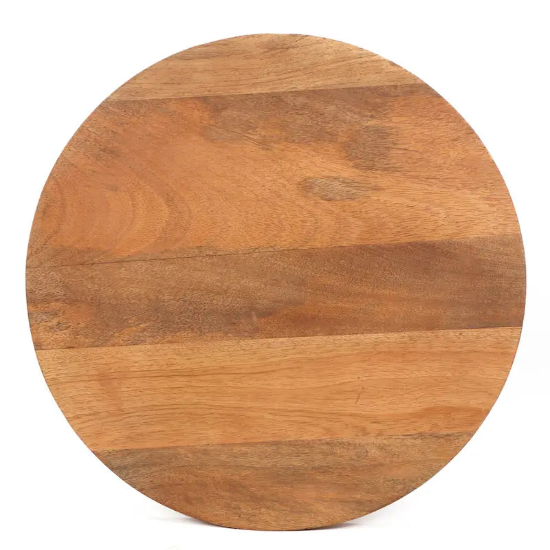 Table d'appoint ronde sur pied en bois de manguier et métal doré