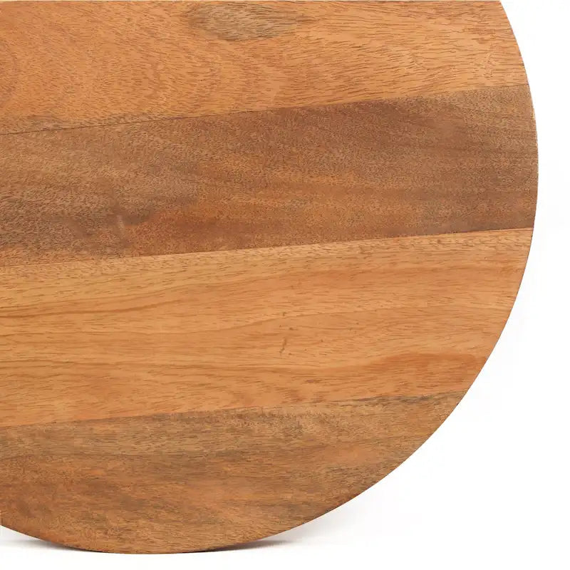 Table d'appoint ronde sur pied en bois de manguier et métal doré