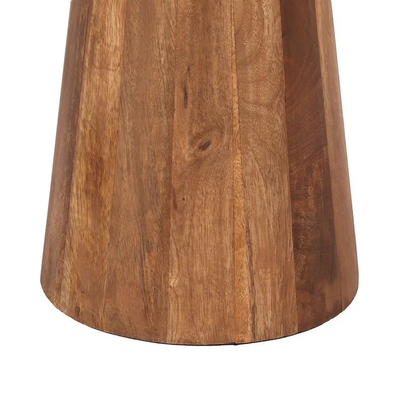 Table d'appoint ronde sur pied en bois de manguier et métal doré