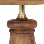 Table d'appoint ronde sur pied en bois de manguier et métal doré
