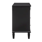 Table de chevet mi-siècle Noyer / Blanc / Noir avec 2 tiroirs et station de recharge, utilisation 1 personne