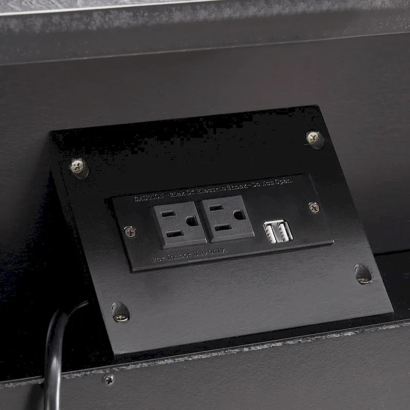 Table de chevet mi-siècle Noyer / Blanc / Noir avec 2 tiroirs et station de recharge, utilisation 1 personne