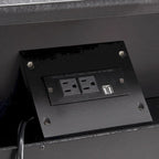 Table de chevet mi-siècle Noyer / Blanc / Noir avec 2 tiroirs et station de recharge, utilisation 1 personne