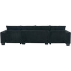Canapé-lit d'angle convertible 4 places en velours côtelé beige, gris/noir ou noir