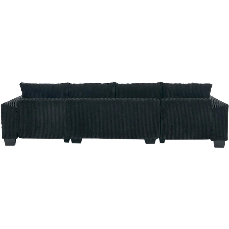Canapé-lit d'angle convertible 4 places en velours côtelé beige, gris/noir ou noir