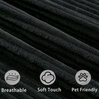 Canapé-lit d'angle convertible 4 places en velours côtelé beige, gris/noir ou noir