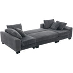 Canapé-lit d'angle convertible 4 places en velours côtelé beige, gris/noir ou noir