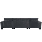 Canapé-lit d'angle convertible 4 places en velours côtelé beige, gris/noir ou noir