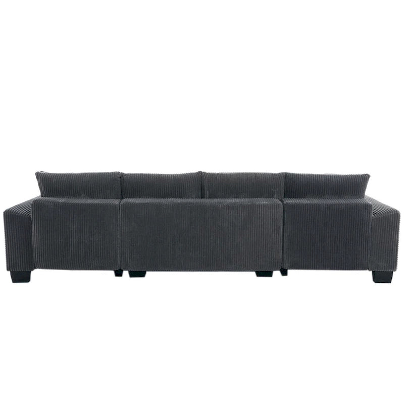 Canapé-lit d'angle convertible 4 places en velours côtelé beige, gris/noir ou noir