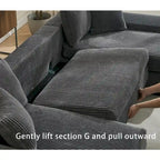 Canapé-lit d'angle convertible 4 places en velours côtelé beige, gris/noir ou noir