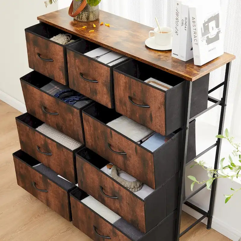 Organisateur de rangement 9 cases Blanc / Gris / Noir / Rouille, simple