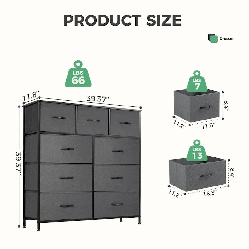 Organisateur de rangement 9 cases Blanc / Gris / Noir / Rouille, simple
