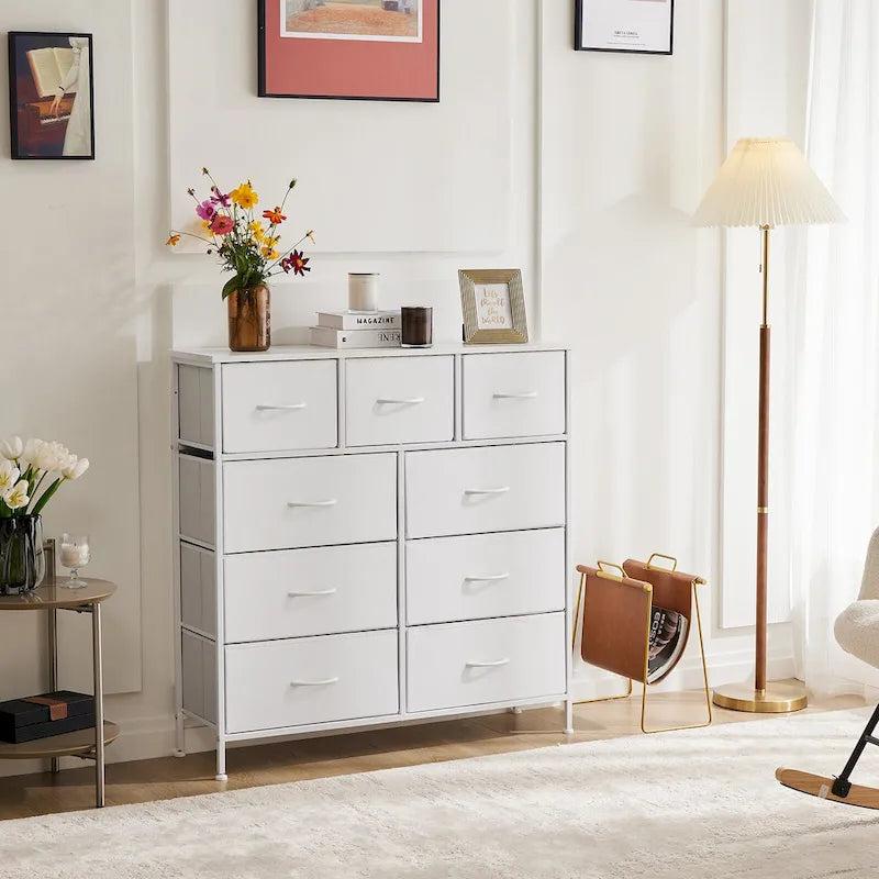 Organisateur de rangement 9 cases Blanc / Gris / Noir / Rouille, simple