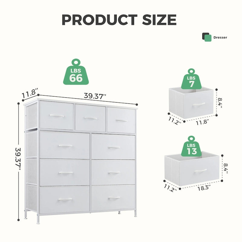 Organisateur de rangement 9 cases Blanc / Gris / Noir / Rouille, simple