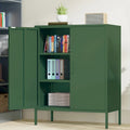 Armoire de rangement métallique 2 niveaux 4 portes vert armée/noir/blanc pour 1 personne
