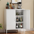 Armoire de rangement métallique 2 niveaux 4 portes vert armée/noir/blanc pour 1 personne