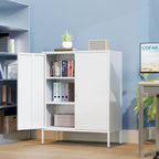 Armoire de rangement métallique 2 niveaux 4 portes vert armée/noir/blanc pour 1 personne