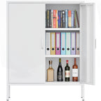 Armoire de rangement métallique 2 niveaux 4 portes vert armée/noir/blanc pour 1 personne