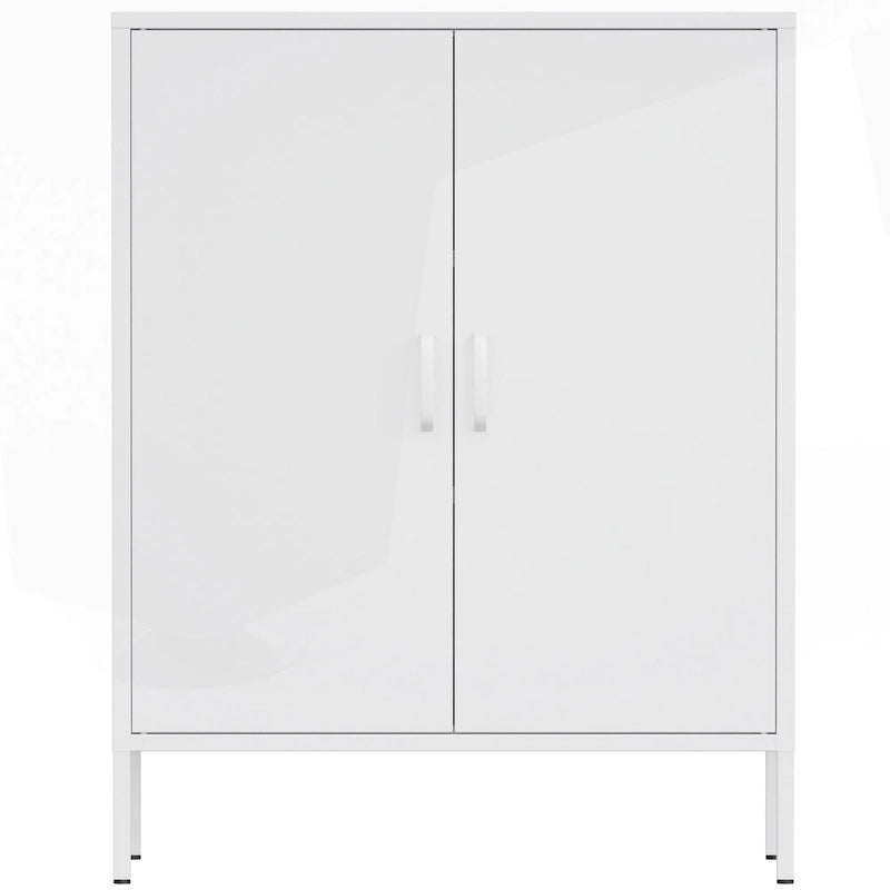 Armoire de rangement métallique 2 niveaux 4 portes vert armée/noir/blanc pour 1 personne