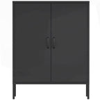 Armoire de rangement métallique 2 niveaux 4 portes vert armée/noir/blanc pour 1 personne