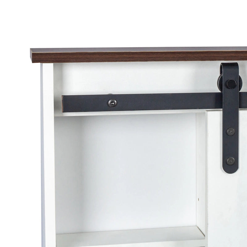 Coiffeuse en noyer et blanc avec miroir LED, une personne