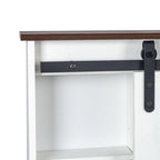 Coiffeuse en noyer et blanc avec miroir LED, une personne