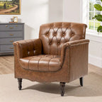 Fauteuil d'appoint capitonné 1 place en similicuir, marron / noir / camel / rouge foncé / bleu nuit / beige