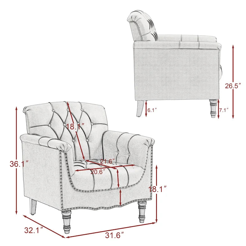 Fauteuil d'appoint capitonné 1 place en similicuir, marron / noir / camel / rouge foncé / bleu nuit / beige