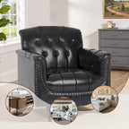 Fauteuil d'appoint capitonné 1 place en similicuir, marron / noir / camel / rouge foncé / bleu nuit / beige