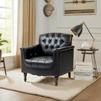 Fauteuil d'appoint capitonné 1 place en similicuir, marron / noir / camel / rouge foncé / bleu nuit / beige