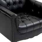Fauteuil d'appoint capitonné 1 place en similicuir, marron / noir / camel / rouge foncé / bleu nuit / beige