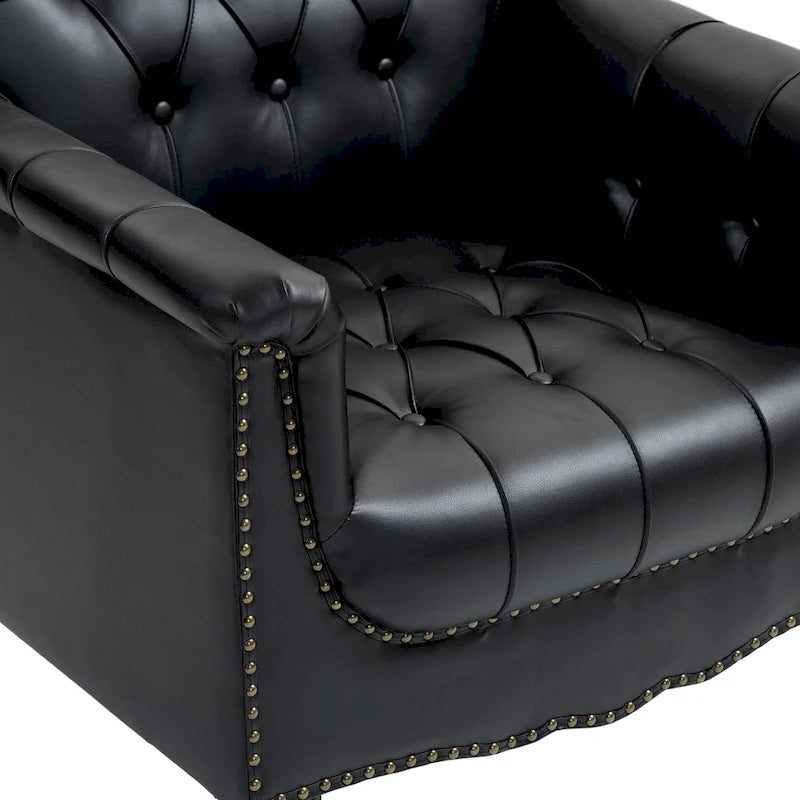 Fauteuil d'appoint capitonné 1 place en similicuir, marron / noir / camel / rouge foncé / bleu nuit / beige