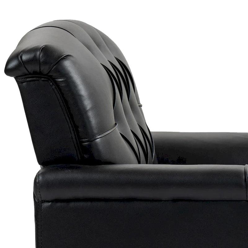 Fauteuil d'appoint capitonné 1 place en similicuir, marron / noir / camel / rouge foncé / bleu nuit / beige