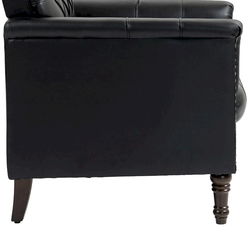 Fauteuil d'appoint capitonné 1 place en similicuir, marron / noir / camel / rouge foncé / bleu nuit / beige