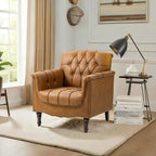 Fauteuil d'appoint capitonné 1 place en similicuir, marron / noir / camel / rouge foncé / bleu nuit / beige