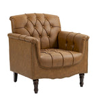 Fauteuil d'appoint capitonné 1 place en similicuir, marron / noir / camel / rouge foncé / bleu nuit / beige