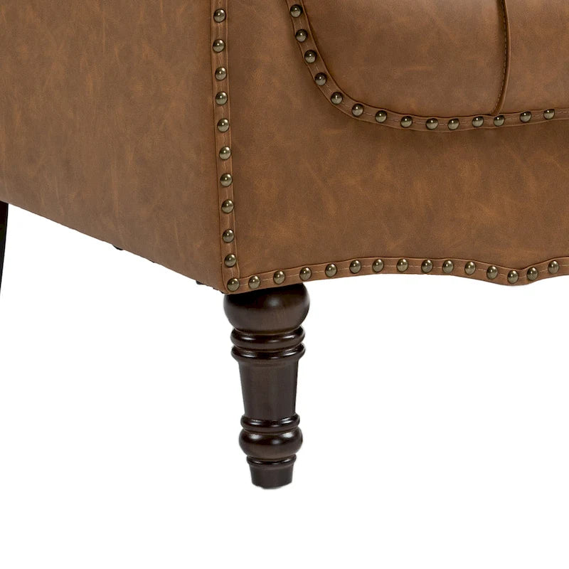 Fauteuil d'appoint capitonné 1 place en similicuir, marron / noir / camel / rouge foncé / bleu nuit / beige
