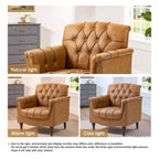 Fauteuil d'appoint capitonné 1 place en similicuir, marron / noir / camel / rouge foncé / bleu nuit / beige